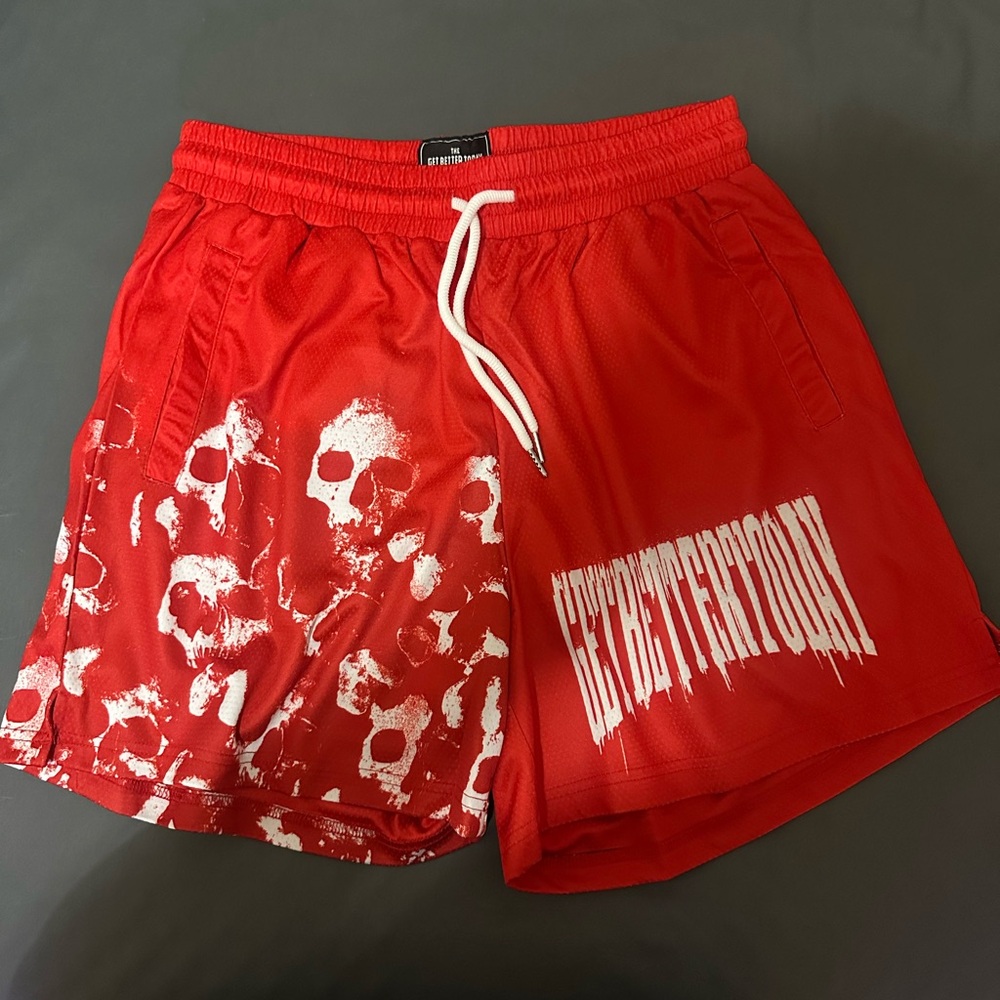 Red Skull Graphic Men's Shorts